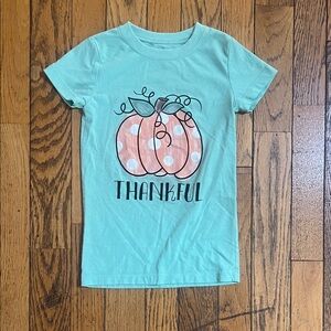 Thankful Aqua  Pumpkin Kids Tee: Thankful